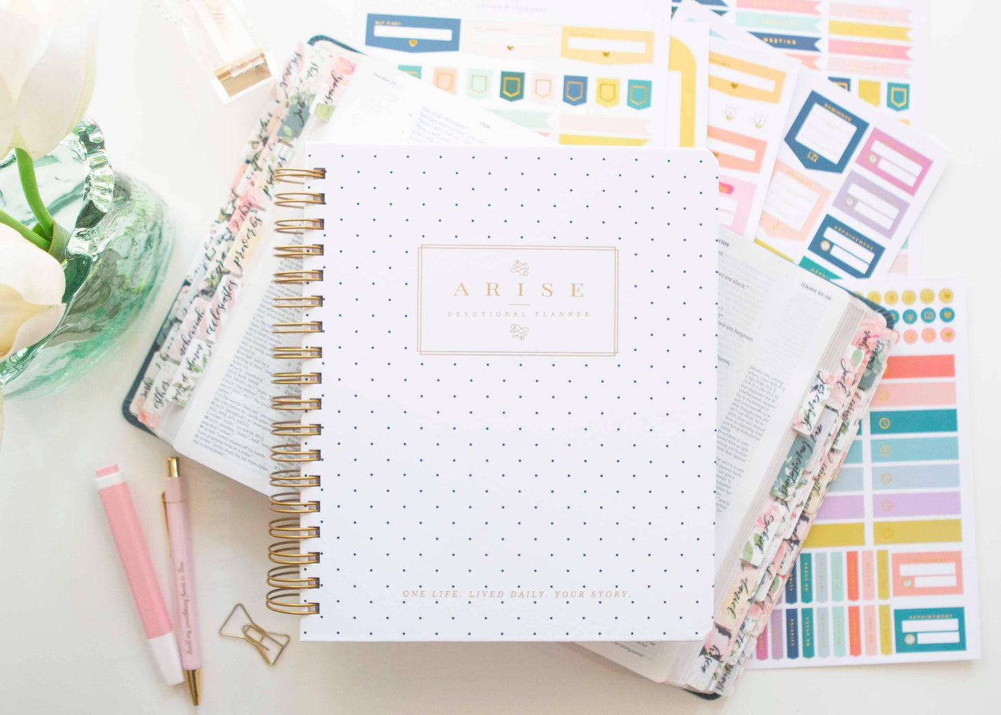 Arise Christian Planner - White Polka Dots