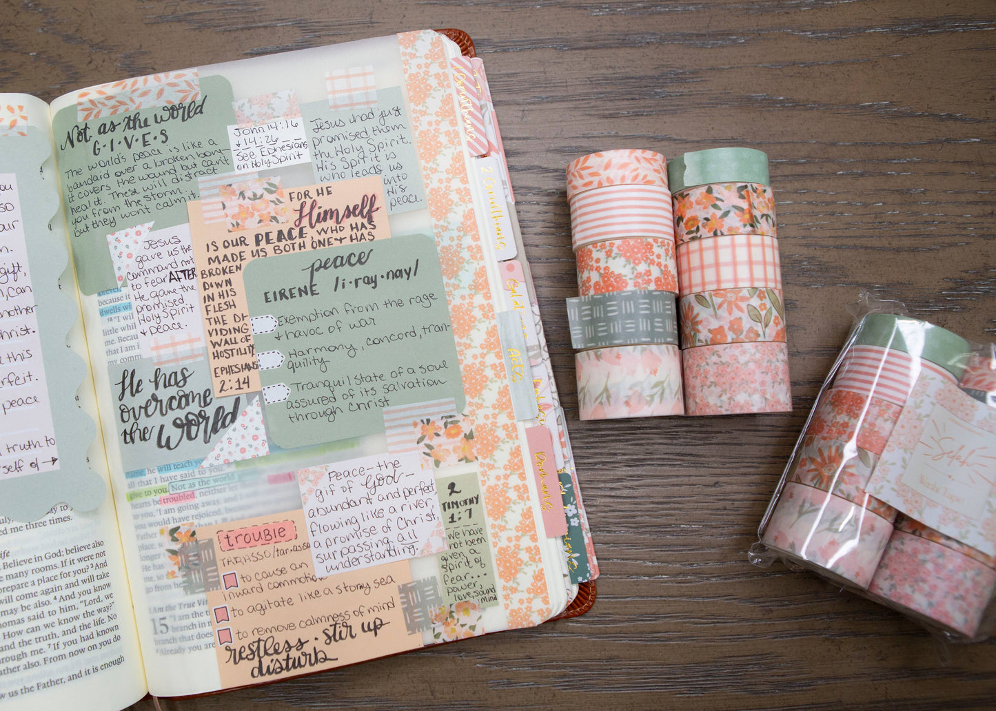 Washi Tape Set (10 Designs) - Peach