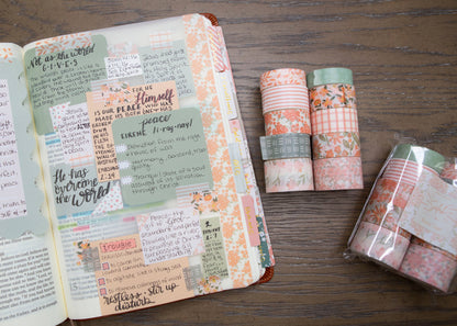 Washi Tape Set (10 Designs) - Peach