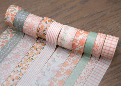Washi Tape Set (10 Designs) - Peach