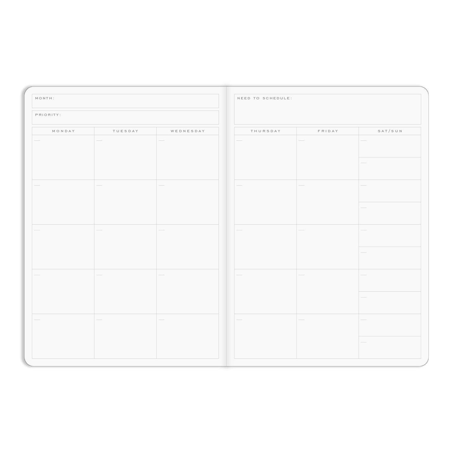 Monthly Open Dated Calendar